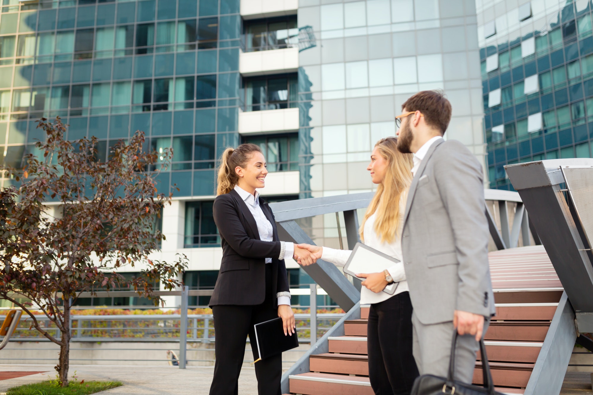 Business people in business district